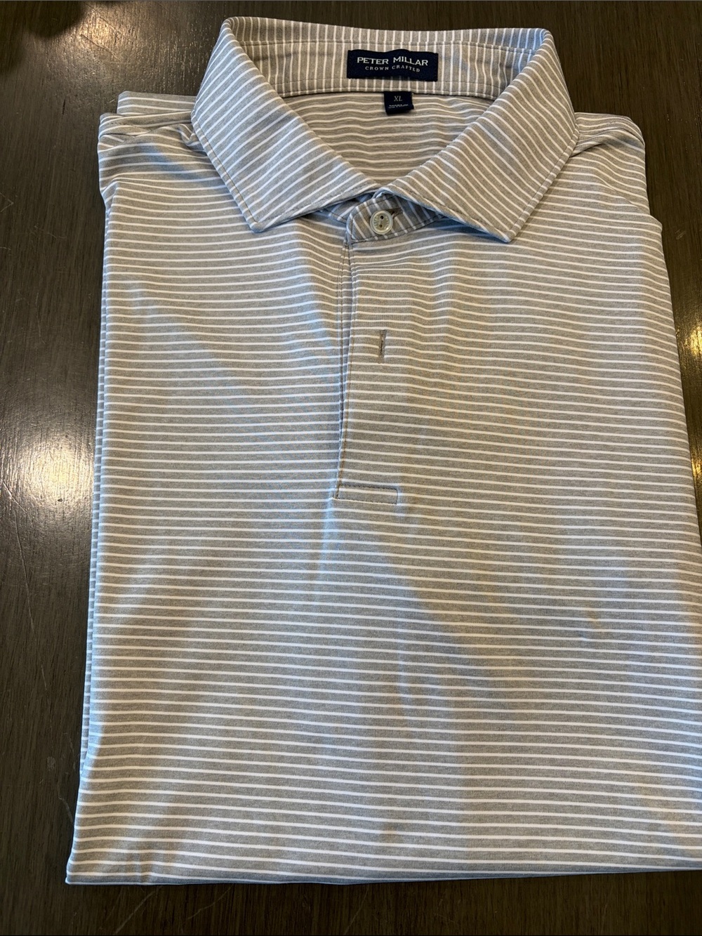 Peter Millar Men’s Striped Polo Shirt - Light Gray & White